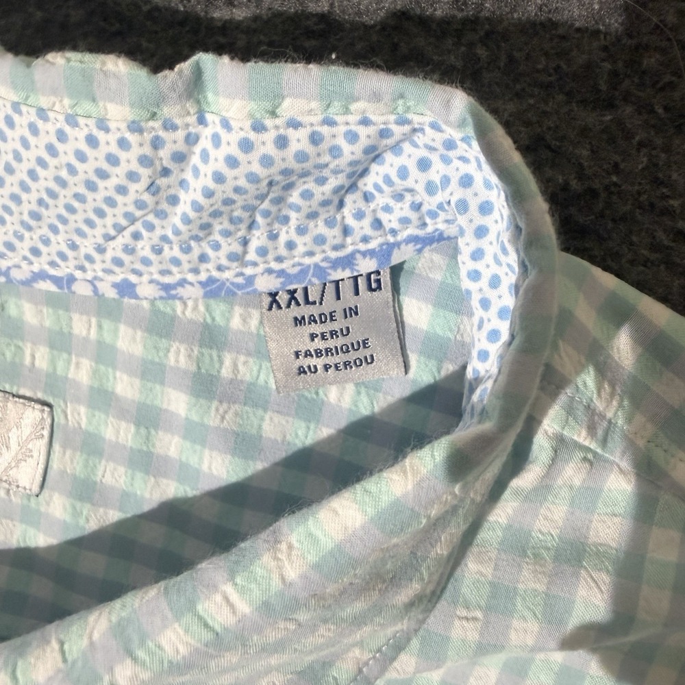 Tommy Bahama Shirt Mens 2XL Aqua Mint Gingham Button Down Long Sleeve Resortwear - Picture 4 of 9